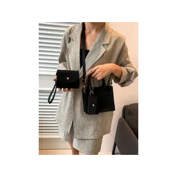 Styli Womens Black Set of 3 - Plain Handbag, Pouch and Purse (Set of 3)-picture-12