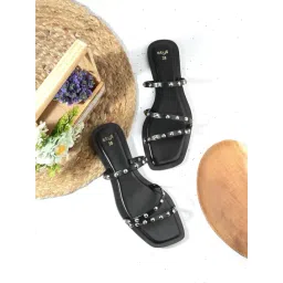 Styli Women's Black Slide Sandals-picture-35