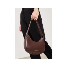 Styli Women's Brown Half Moon Shape Bag with Zip Closure-picture-12