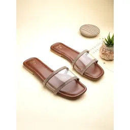 Styli Women's Brown Slide Sandals-picture-27
