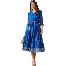 styli Women's Cotton Wrap Midi Dress-picture-17