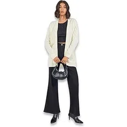 styli Women’s Longline Cardigan | Solid V-Neck Acrylic Sweater with Long Sleeves & Straight Hemline | Regular Fit Open Front Winterwear for Women & Girls-picture-25