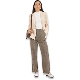 styli Women’s Regular Fit Longline Blazer | Solid Beige Polyviscose Jacket with Notched Lapel & Button Closure | Stylish Casual Wear-picture-10