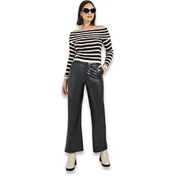 styli Womens Regular Fit Regular Length Striped Off Shoulder Sweater | Cozy Winter Wear Sweater for Women | Pullover Knitwear for Casual & Office Looks-picture-37