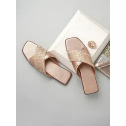 Styli Women's Rose gold Cross Strap Sandals-picture-25