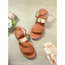 Styli Women's Tan Sling Back Sandals-picture-40