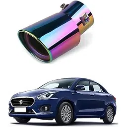 Stylish Car Show Exhaust Tube in Stainless Steel Colour Tube-Silencer Muffler Tip Pipe for Maruti Suzuki Swift Dzire 2017 image 1