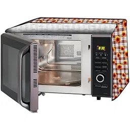 Stylista Microwave Oven Cover for Morphy Richards 20 L Solo 20 MS Gingham Floral Pattern Coffee-picture-12