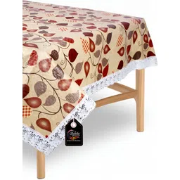 Stylista Beige & Brown Floral Printed Waterproof Square Shaped 6 Seater Table Cover-picture-27