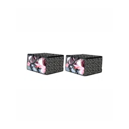 Stylista Black 2 Pieces Floral Printed Water Resistant Zippered Multi-Utility Organisers-picture-40
