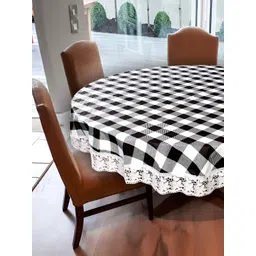 Stylista Black & White Checked Waterproof Round 6 Seater Table Cover-picture-36