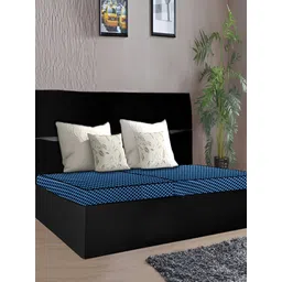 Stylista Blue & White 2 Pcs Print Cotton Water Resistant Elastic Strap Mattress Protector-image-43