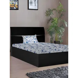 Stylista Blue & White Floral Cotton 400 TC Fitted Single Bedsheet With 1 Pillow Cover-image-11