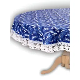 Stylista Blue & White Geometric Printed Waterproof Round 4-Seater Table Cover-picture-34