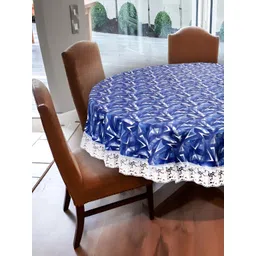 Stylista Blue Printed Waterproof Round 6-Seater Table Cover-picture-37