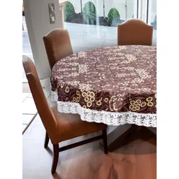 Stylista Brown & Beige Floral Printed Waterproof 1.82 m x 1.82 m Round Table Cover-picture-23