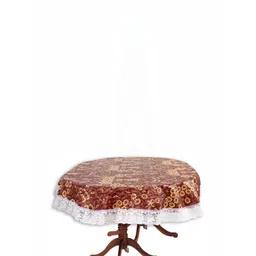 Stylista Brown & Beige Floral Printed Waterproof Oval 4 Seater Table Cover-picture-13