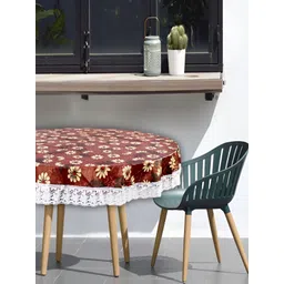 Stylista Brown & Beige Floral Printed Waterproof Round 2 Seater Table Cover-picture-17