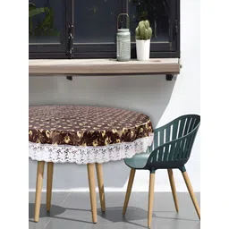 Stylista Brown & Beige Floral Waterproof Round 2 Seater Table Cover-picture-33
