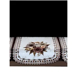 Stylista Brown & White 3 Pieces Floral Printed Velvet Cotton Sofa Covers-image-17