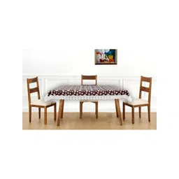 Stylista Brown & White Floral Printed Waterproof 4-Seater Table Cover-picture-25