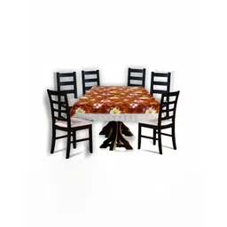 Stylista Brown & White Floral Printed Waterproof Rectangular 6 Seater Table Cover-picture-28