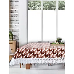 Stylista Brown & White Geometric Printed Waterproof Rectangle 8-Seater Table Cover-picture-20