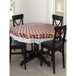 Stylista Brown & White Geometric Waterproof Round 4-Seater Table Cover-picture-18