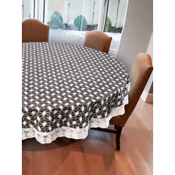 Stylista Brown & White Geometric Waterproof Round 6 Seater Table Cover-picture-23
