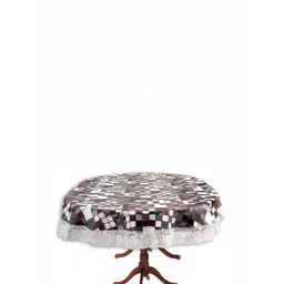 Stylista Grey & White Abstract Printed Waterproof Oval 2-Seater Table Cover-picture-34