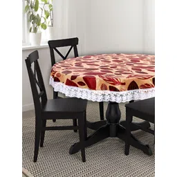 Stylista Maroon & Beige Printed Waterproof Round 8-Seater Table Cover-picture-31