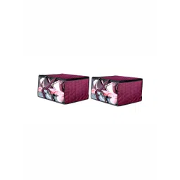 Stylista Maroon & Black 2 Pieces Printed Waterproof Storage Bag Organisers With Zip-picture-19