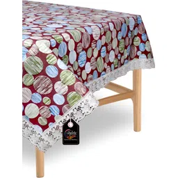 Stylista Maroon & Blue Abstract Printed Waterproof Square Shaped 4 Seater Table Cover-picture-11