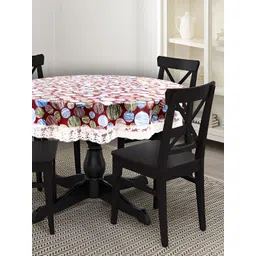 Stylista Maroon & Blue Geometric Round Waterproof 8-Seater Table Cover-picture-13