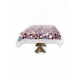 Stylista Maroon & Blue Printed Waterproof 8-Seater Table Cover image 5