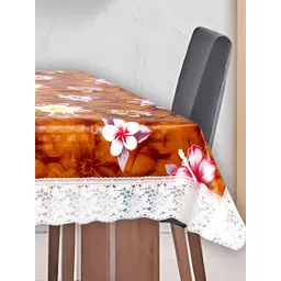 Stylista Orange & White Floral printed Waterproof 12 Seater Table Cover-picture-31
