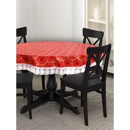 Stylista Red 8 Seater Self Design Waterproof Table Cover-picture-14
