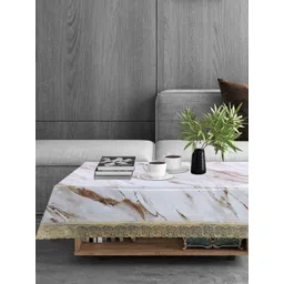 Stylista White And Brown Printed Rectangle 2-Seater Table Cover-picture-29