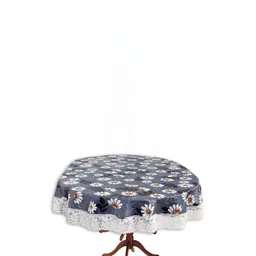 Stylista White & Grey Floral Printed Waterproof Oval 2-Seater Table Cover-picture-40