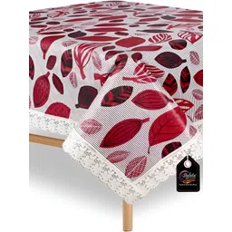 Stylista White & Maroon Floral Waterproof 4 Seater Table Cover-image-35