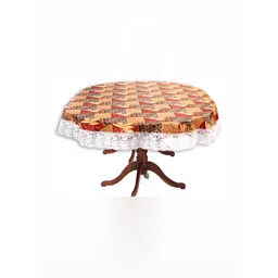 Stylista Yellow & White Floral Printed 1.01 m x 1.52 m Waterproof Oval Table Cover-picture-17