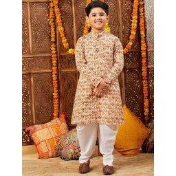 Stylo Bug Boys Printed Regular Pure Cotton Kurta with Dhoti Pants-picture-40