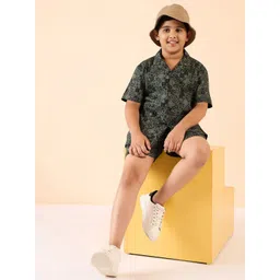 Stylo Bug Boys Printed Short Sleeves Pure Cotton Shirt with Shorts-picture-26