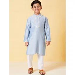 Stylo Bug Boys Regular Mirror Work Kurta With Pyjamas-picture-30