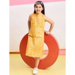 Stylo Bug Floral Print Mandarin Collar Cotton A-Line Midi Dress-image-45