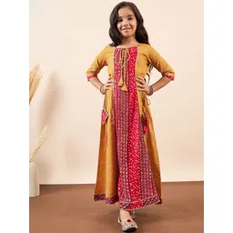 Stylo Bug Girls Bandhani Print A-Line Maxi Dress-image-5