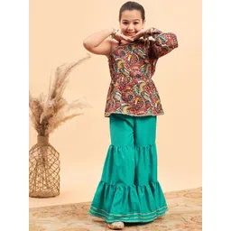 Stylo Bug Girls Ethnic Motifs Printed Regular Kurti With Sharara-picture-31