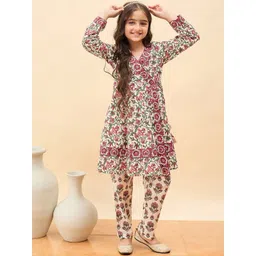 Stylo Bug Girls Floral Printed Regular Pure Cotton Kurta with Trousers-image-34