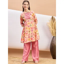 Stylo Bug Girls Floral Printed Sequinned A-Line Kurta With Trouser-picture-30
