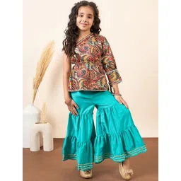 Stylo Bug Girls Paisley Printed Regular Pure Cotton Top with Sharara-picture-36